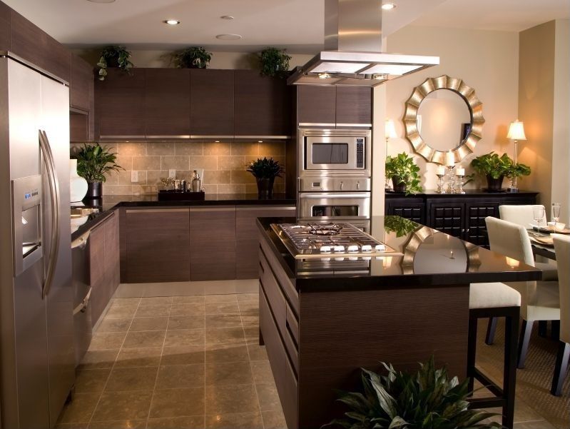 Contemporary Kitchen with Marazzi terra bengal slate 12 in. x 6 in. porcelain floor and wall tile, Concrete tile , can lights