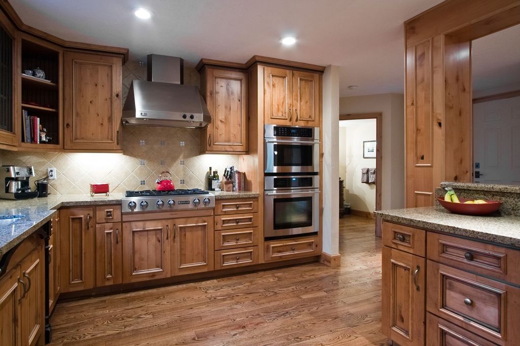 Traditional Kitchen with Aspect Square Matted 4 in. x 12 in. Metal Decorative Tile Backsplash in Brushed Stainless, One-wall