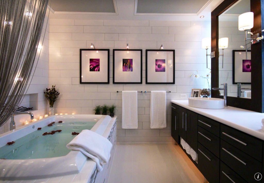 Modern Master Bathroom with Wall Tiles, Master bathroom, Box ceiling, Scarabeo by Nameeks Geo Above Counter Bathroom Sink