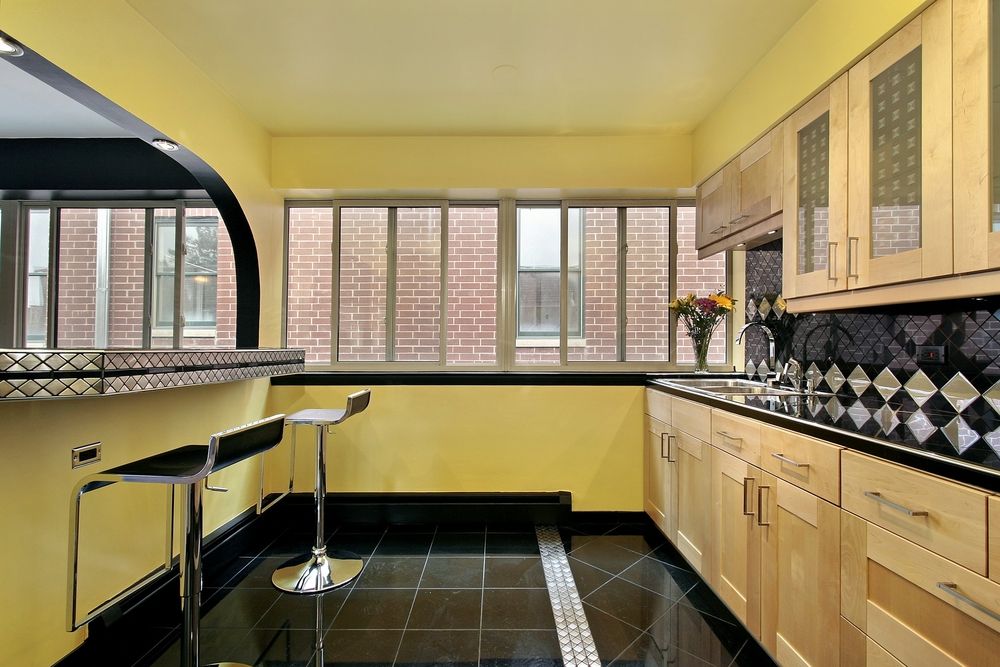 Art Deco Kitchen with Stone Warm Color