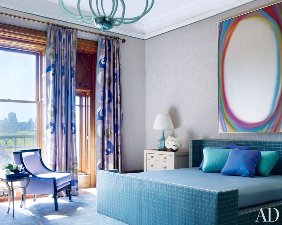 Modern Master Bedroom with The Pillow Collection Fanceen Plain Pillow - Indigo, Crown molding, Paint 1, Standard height