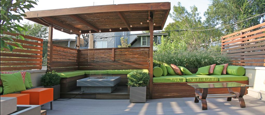 Contemporary Deck with Fire pit, exterior stone floors, Coral Coast Valencia Outdoor Toss Pillow - 20 x 20 in., Fence