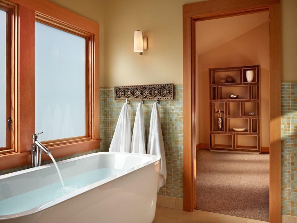 Contemporary Master Bathroom with Signature Hardware 64" Laxson Acrylic Tub, Paint 1